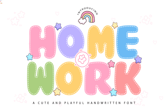 Cute Homework Font: A Sweet, Puffy Stitch Style for Playful Projects