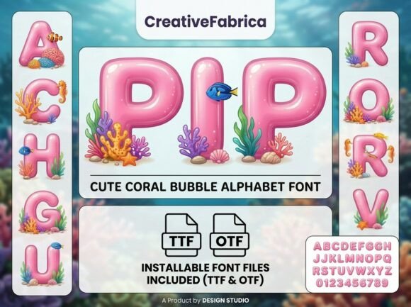 Pip: A Coral Bubble Font for Ocean-Themed Designs